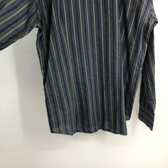 Ted Baker London vertical stripe navy and tan button down dress shirt cotton XL - Picture 10 of 15